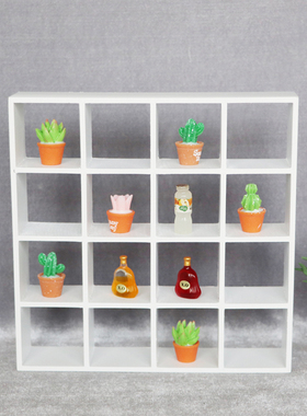 1:12娃娃屋doll house迷你家具配件diy白色16格收纳展示置物架子