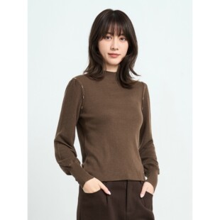 杨门半高领精致肩钉扣针织衫女2025秋冬修身显瘦长袖内搭打底衫