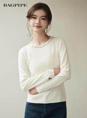 风笛2024冬薄款贴身打底套头毛衣内搭叠穿针织衫上衣1E45619原869