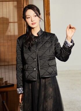 杨门2025秋冬新款高级感轻薄棉衣棉服女士宽松休闲黑色外套上衣女