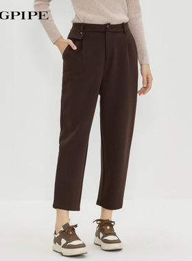 风笛 2024冬时尚修身高腰裤通勤直筒锥形通勤长裤女1E45045原699