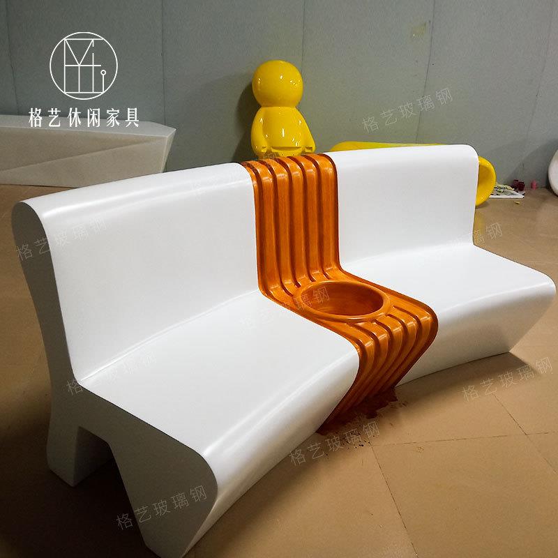 玻璃钢靠背长凳花盆坐凳创意商场公园写字楼等候区休闲区美陈凳子