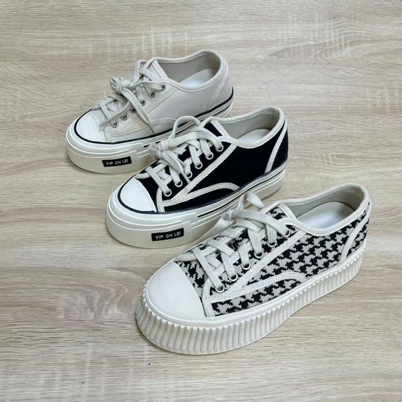 韩国帆布鞋女夏款内增高厚底板鞋