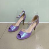 25年春晚礼服外贸 透明水晶鞋 新款 粉红黑色鱼嘴高跟凉鞋 欧美风时尚