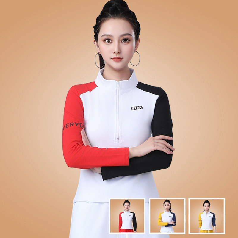 广场舞服装女春秋新款长袖上衣时尚运动服跑步健身操纯棉跳舞衣服