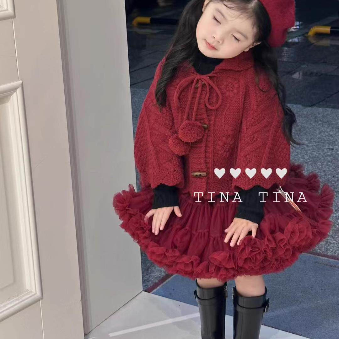 韩版圣诞女宝复古牛角扣套装