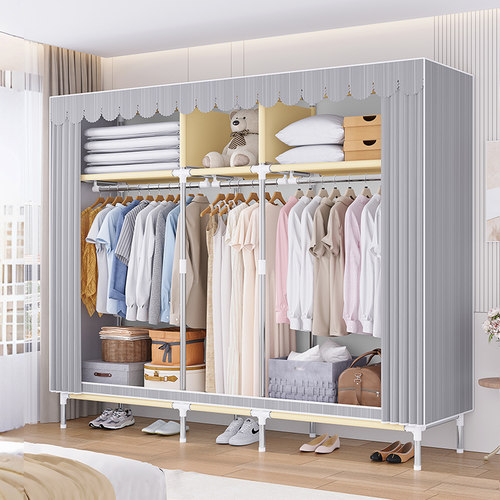 简易衣柜家用卧室布衣柜出租房屋结实耐用经济型挂衣橱小户型柜子