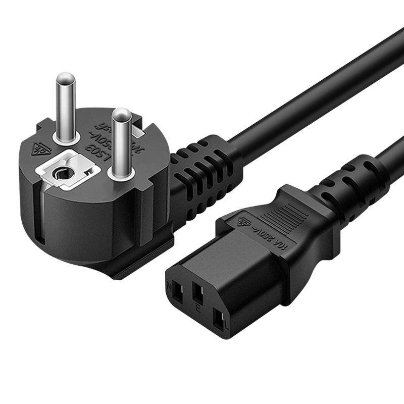 欧标电源线3芯1平方1.8米 三孔欧式插头线10A250V欧规插头品字尾