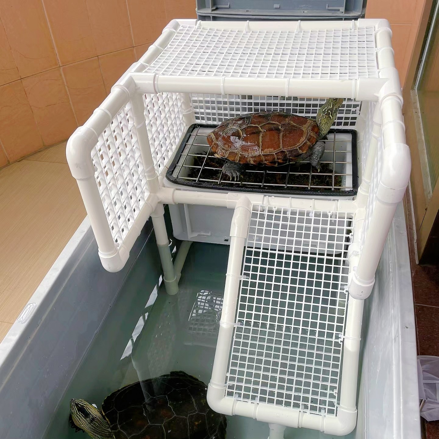 乌龟晒台diy乌龟晒台龟缸浮岛晒背台巴西龟草龟晒背台自制爬坡台