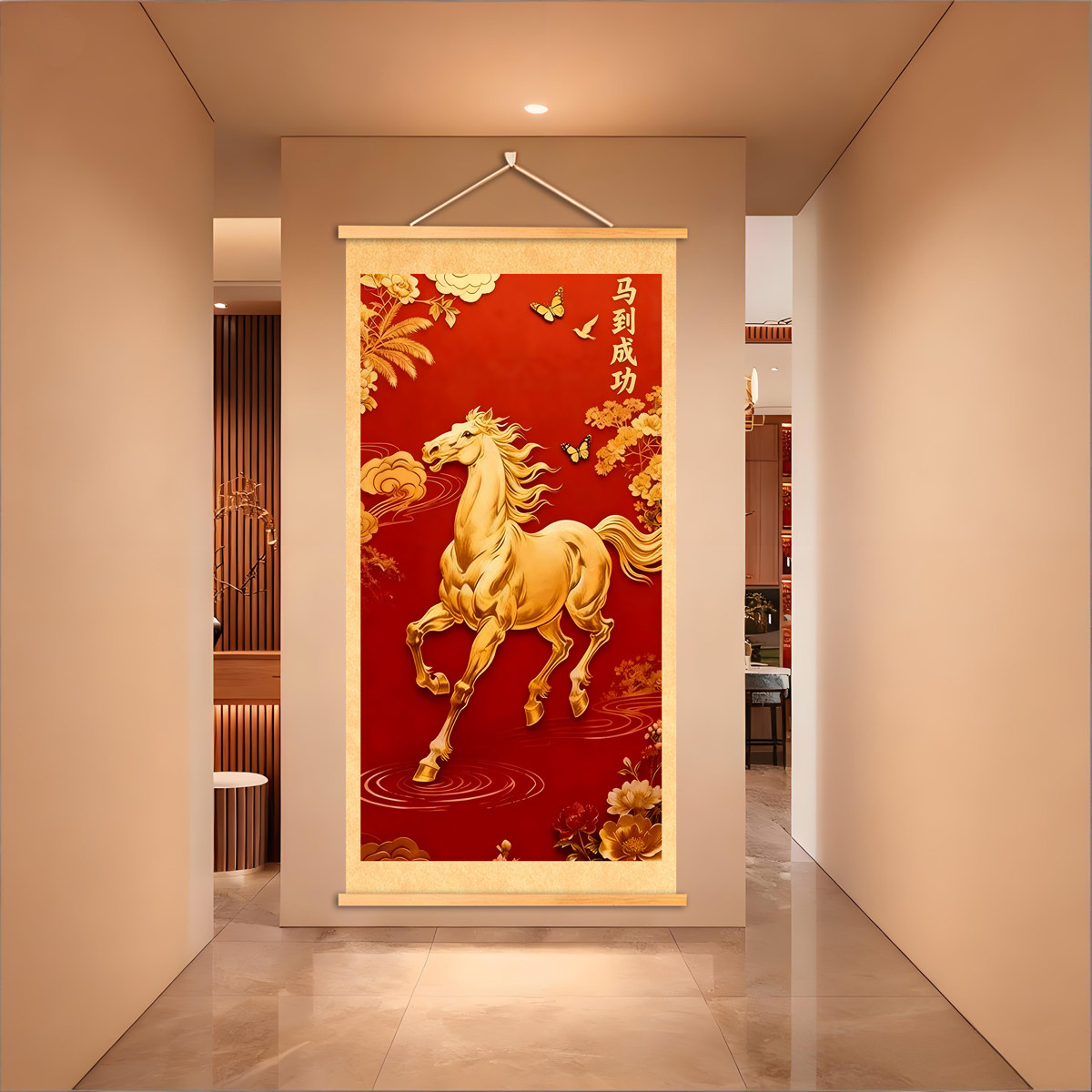 新年紫气东来马到成功吉祥挂画玄关卧室电视柜商铺百搭门对门墙上,家居饰品,现代装饰画,淘宝优惠券,粉丝福利购,淘宝优惠卷