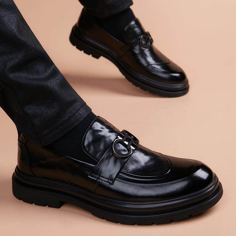 豆豆鞋男真皮商务休闲鞋子英伦套脚2026四季新款透气百搭男士皮鞋