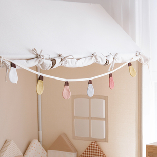 纯棉彩旗创意灯泡设计儿童放装饰旗子生日派对读书角场景布置挂旗