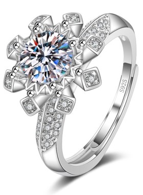 韩版时尚硞石镶钻女神款镀925纯银戒指少女简约甜美求婚订婚钻戒