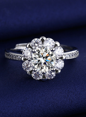 韩版时尚气质太阳花硞石微镶戒指少女简约甜美结婚钻戒情人节礼物