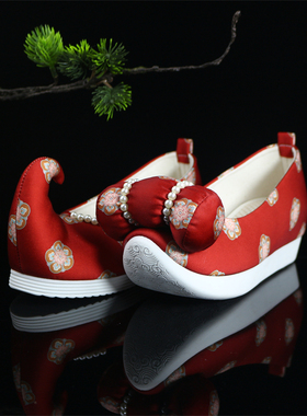 钦留皇宫原创汉服鞋【流朱】搭配唐制红色复原款登云履改良款云头