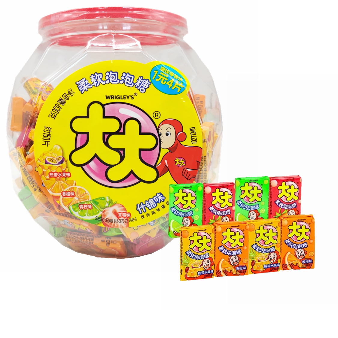 大大桶装泡泡糖什锦味约150片