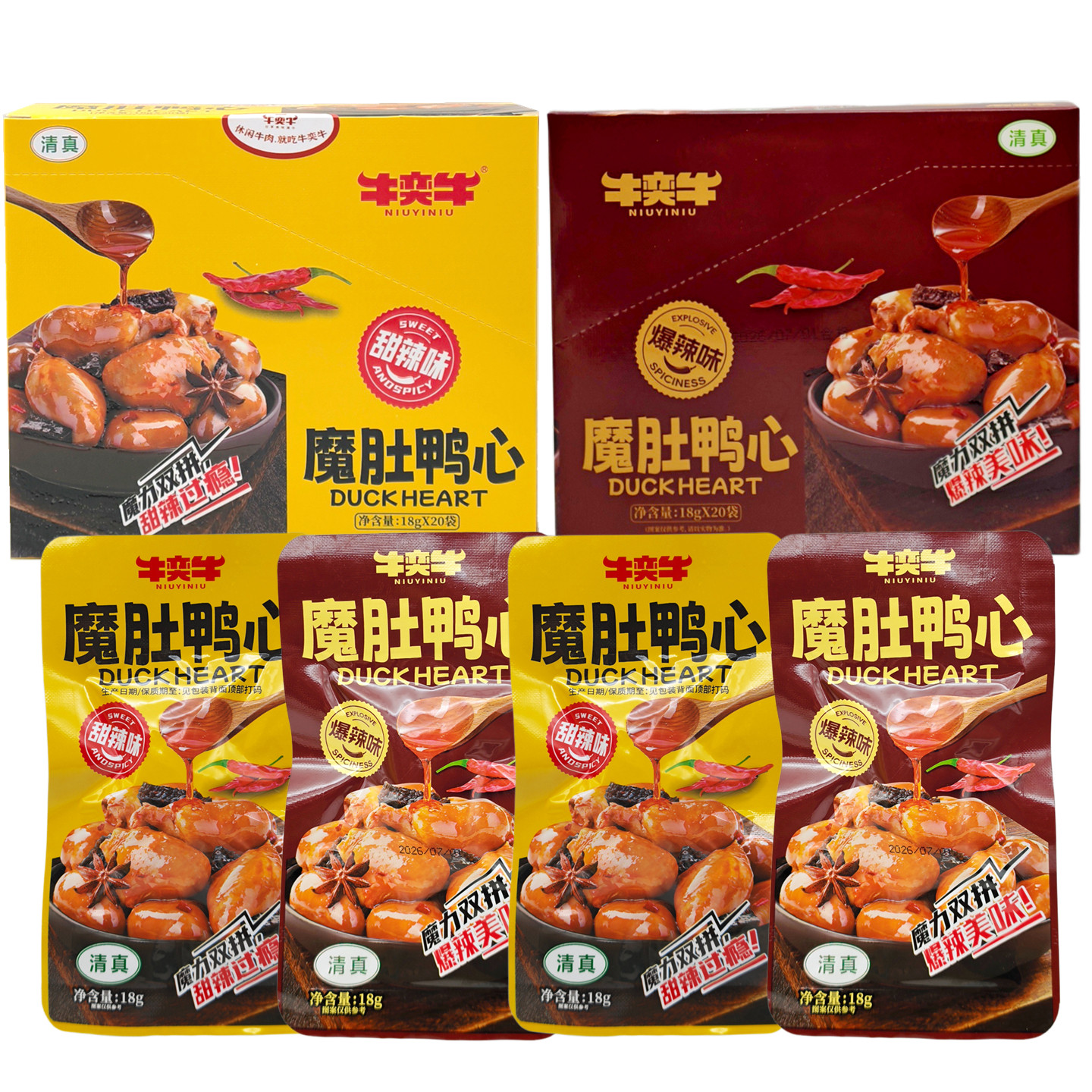 牛奕牛魔肚鸭心18g/包甜辣味爆辣