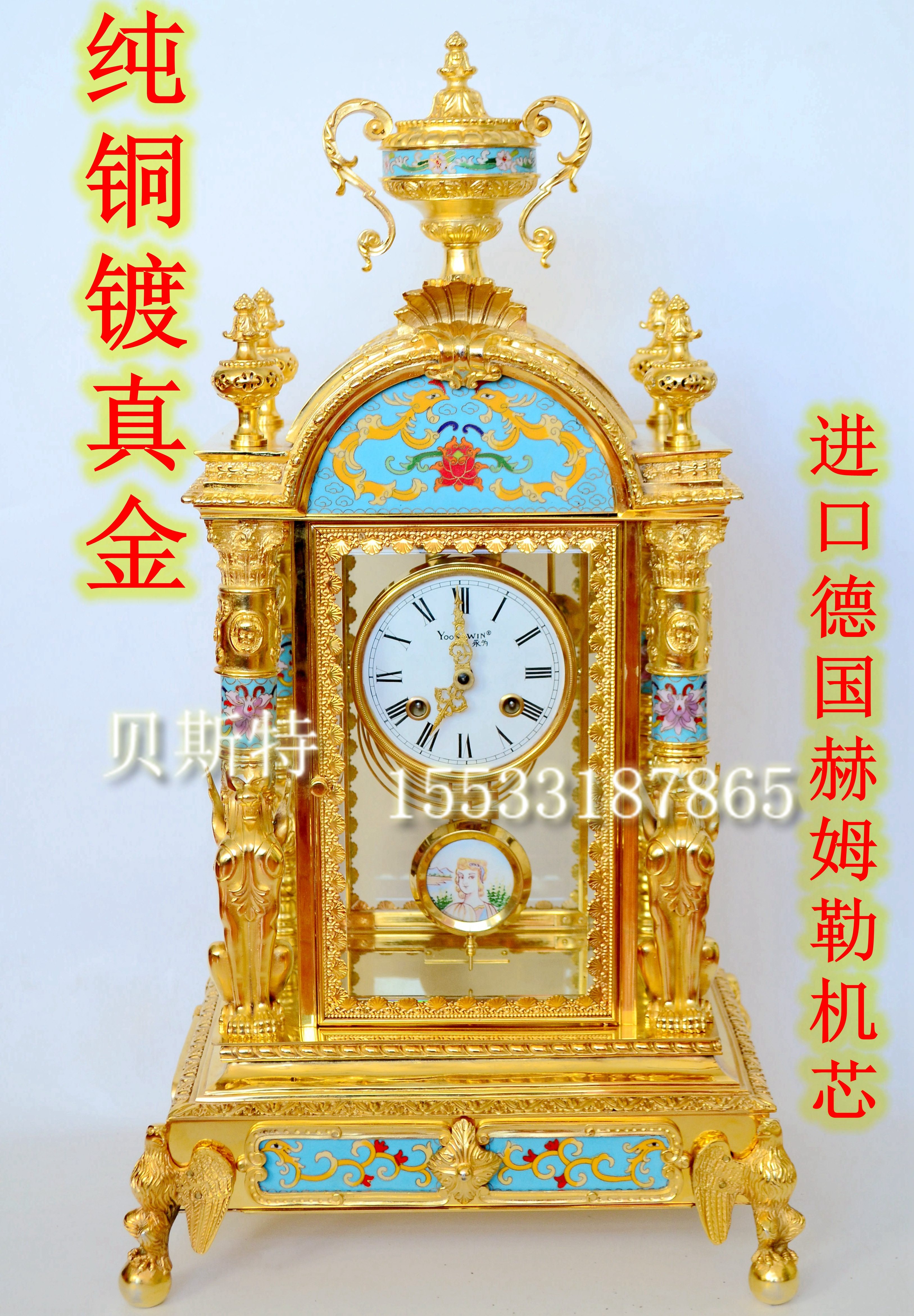 钟表机械座钟古典老式发条德国赫姆勒机芯台钟壁炉高档会所样板间