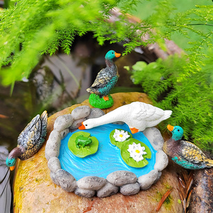 飾 迷你仿真小水池荷塘池塘微景觀擺件假山魚缸diy沙盤盆栽造景裝