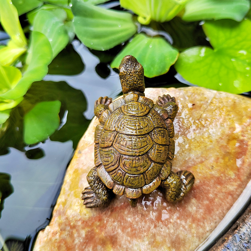 仿真小乌龟摆件花园微景观假山水池鱼池水族鱼缸造景装饰品小海龟