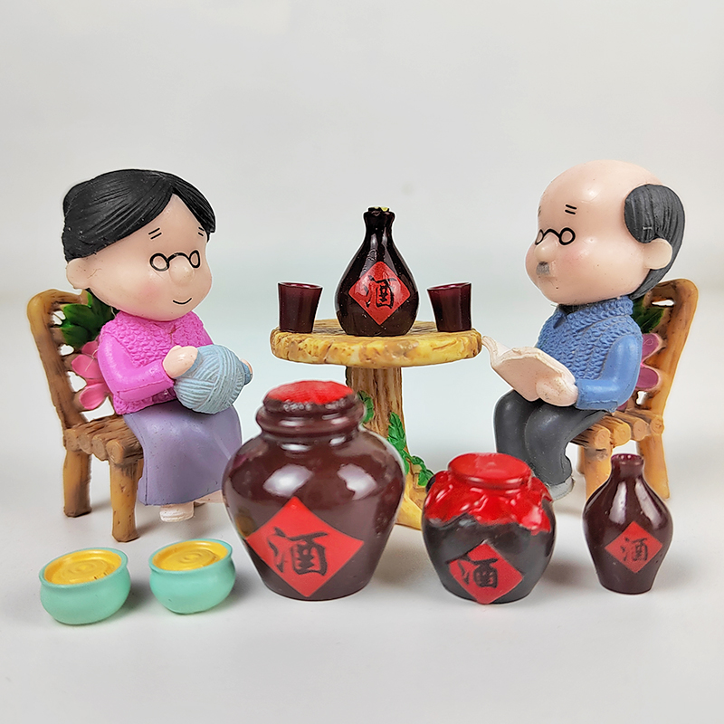 迷你仿复古中式酒坛摆件