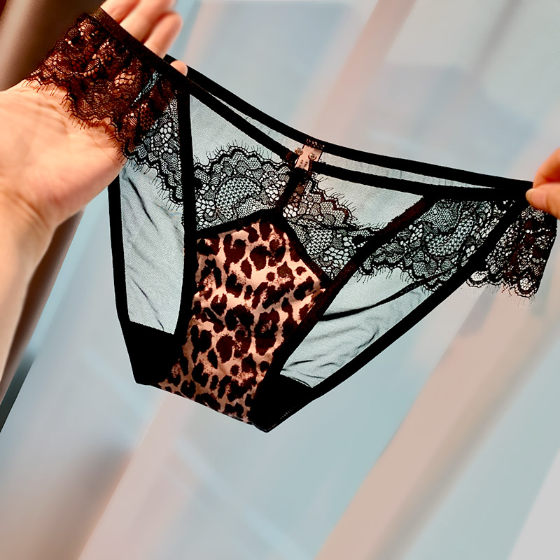 欧美豹纹低腰蕾丝内裤女买三送一