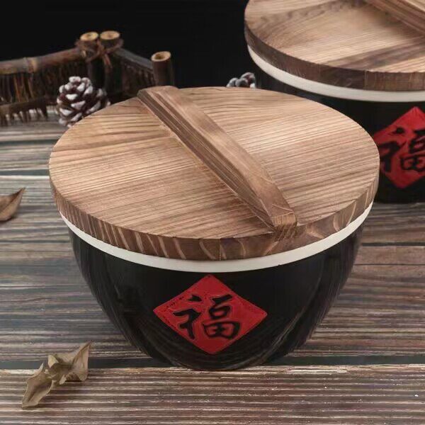 带盖福字缸陶瓷加厚土陶瓷米桶图片