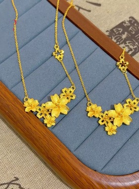 中古鎏金三生三世繁花似锦项链女轻奢宫廷风颈链小众设计感锁骨