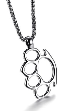 2024新款热卖跨境电商饰品 简约男士项链不锈钢动物脚印吊坠钢色