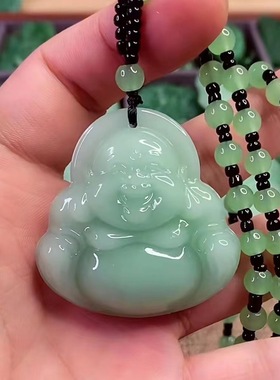 精致和田玉佛吊坠玉坠弥勒佛公挂件白玉石项链坠大肚笑佛像女
