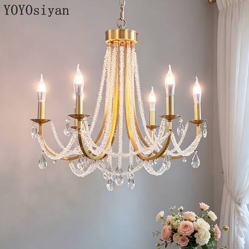 YOYO 黄铜水晶瀑布吊灯 轻奢现代法式欧式美式 客厅餐厅卧室吊灯