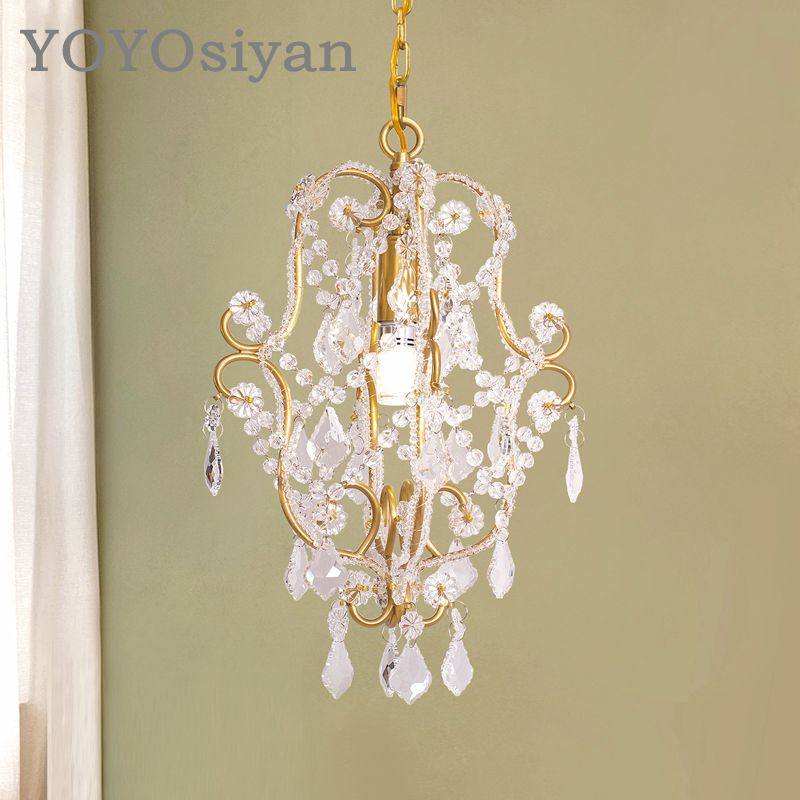 YOYO 珠串全纯铜水晶吊灯 百搭餐厅卧室床头过道楼梯玄关门厅　　