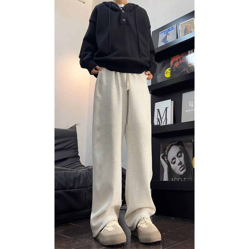 重磅加绒卫裤男士秋冬cleanfit直筒弯刀裤阔腿拖地裤运动休闲裤子,男装,休闲裤,淘宝优惠券,粉丝福利购,淘宝优惠卷