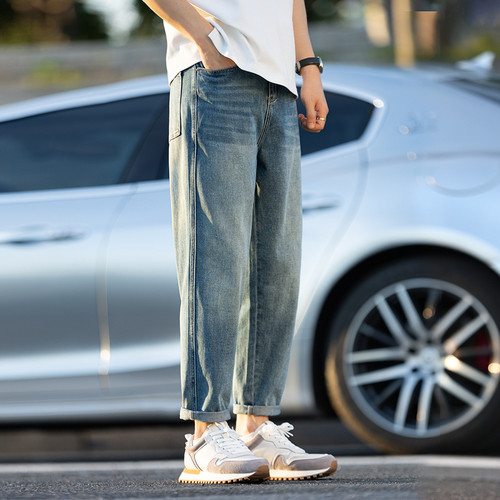 石磨洗牛仔裤男宽松休闲裤长裤