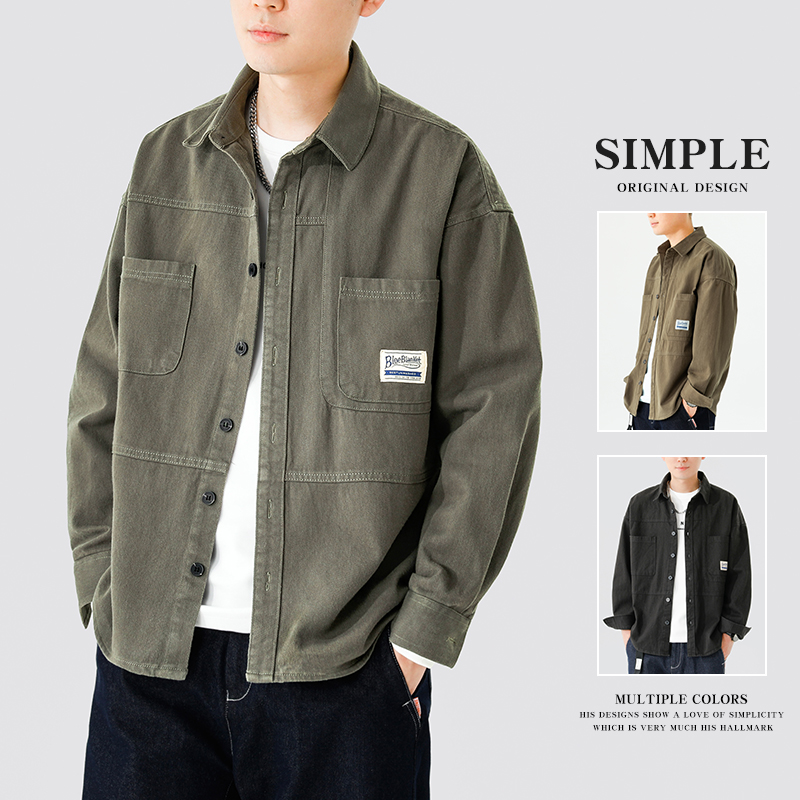 外套男士翻领宽松外穿开衫上衣