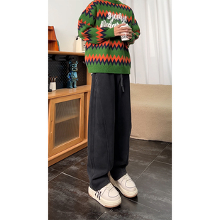 子直筒休闲裤 高级感水洗灰弯刀卫裤 复古重磅运动裤 美式 男 男春秋款