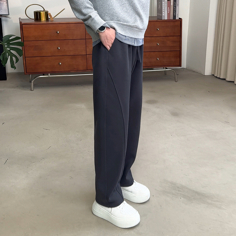 颖哥粗支斜纹重磅休闲裤卫裤男生香蕉裤子宽松直筒阔腿弯刀运动裤