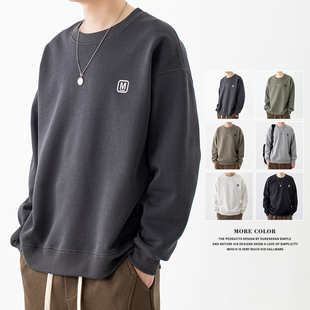 宽松硬挺男装 春季 上衣春夏款 圆领套头打底衫 美式 男款 字母卫衣男士