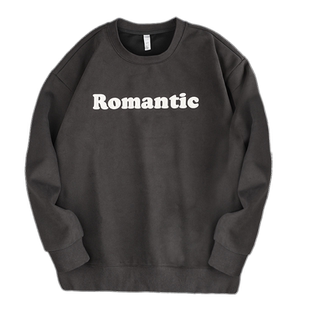 公爵车立体字母印花400g重磅卫衣男士秋冬季圆领美式休闲加绒卫衣