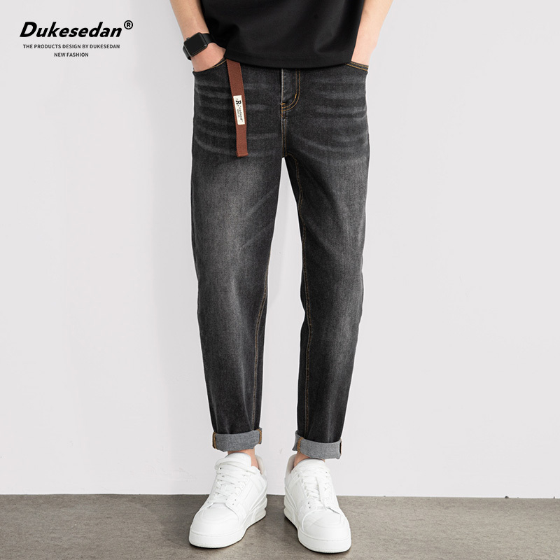 弹力牛仔裤子男款直筒宽松休闲裤