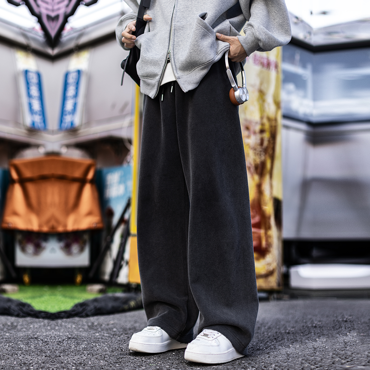 重磅水洗灰破坏卫裤卫裤宽松休闲