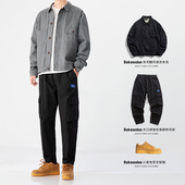 大码 子男士 宽松潮牌ins春秋季 休闲套装 翻领夹克外套男款 裤 款 工装