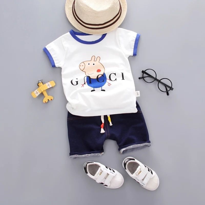 男童套装2019夏款宝宝套装洋气时髦男孩帅气潮装童装套装小孩衣服