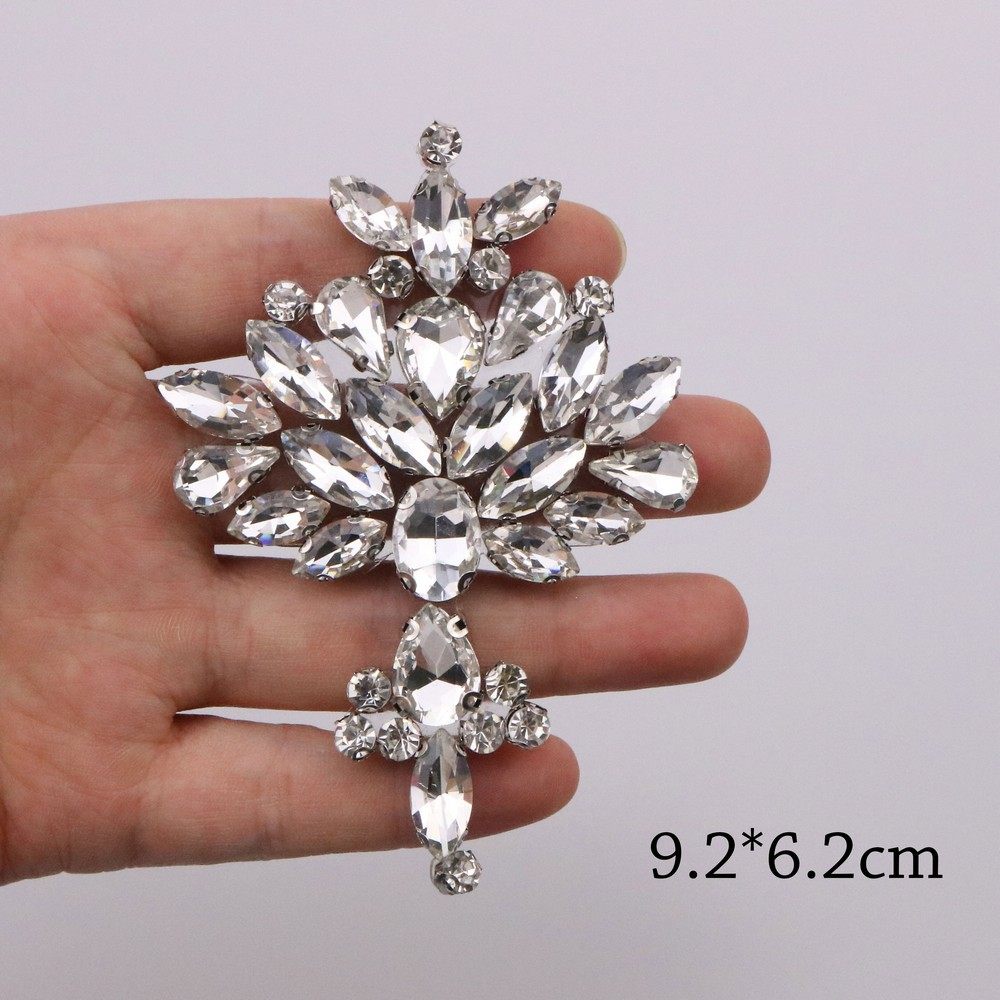 thumbnail for White rhinestone appliqué hot melt adhesive backing flower diamond DIY clothing cloth sticker shoe flower bag jewelry