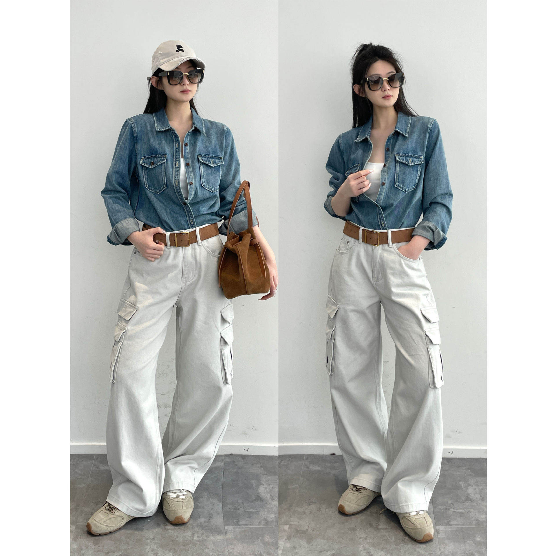 裤型超绝 100新疆棉复古美式多口袋显瘦窄版阔腿工装裤休闲裤春,女装/女士精品,牛仔裤,淘宝优惠券,粉丝福利购,淘宝优惠卷