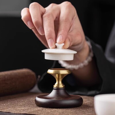 黑檀木盖置紫砂壶盖托盖碗实木茶杯盖垫放壶盖托功夫茶具配件