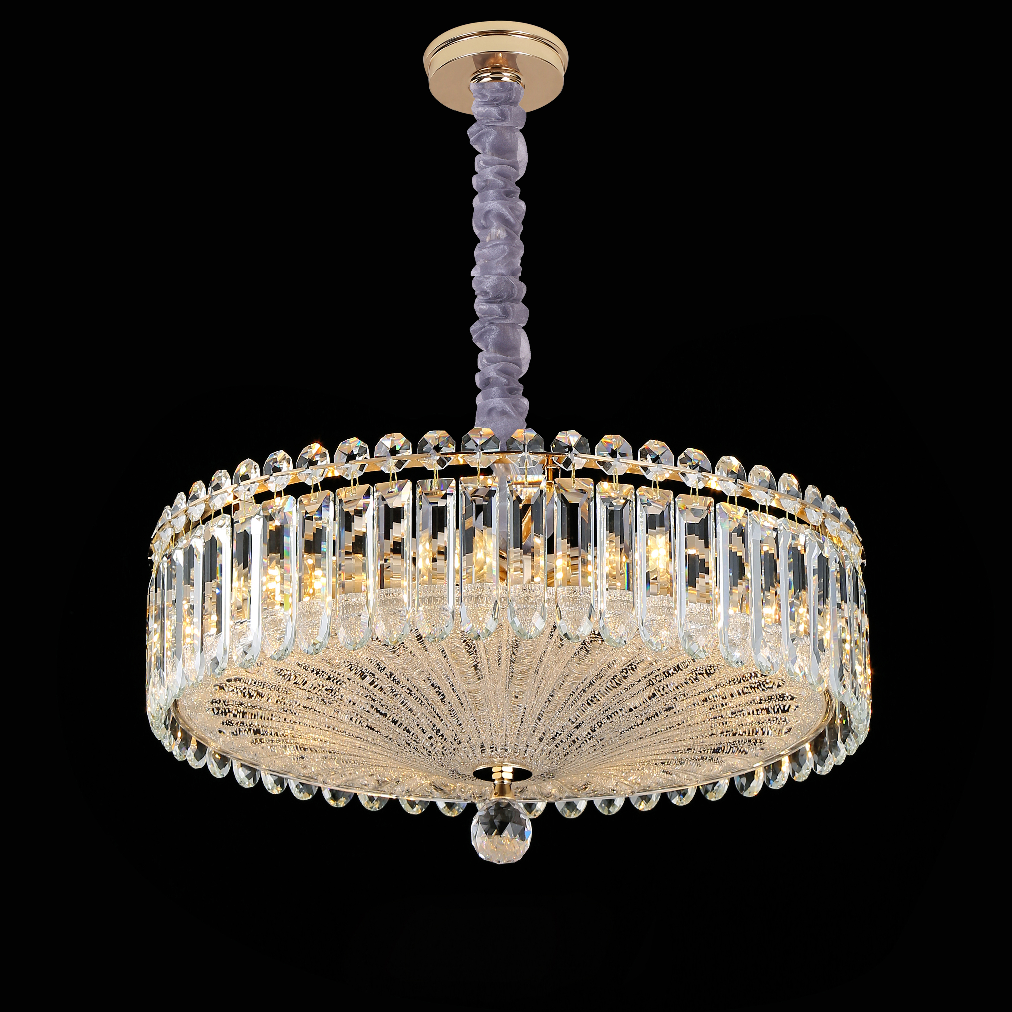 轻奢水晶吊灯客厅别墅圆形金色灯罩现代简约餐厅卧室灯过道阳台灯