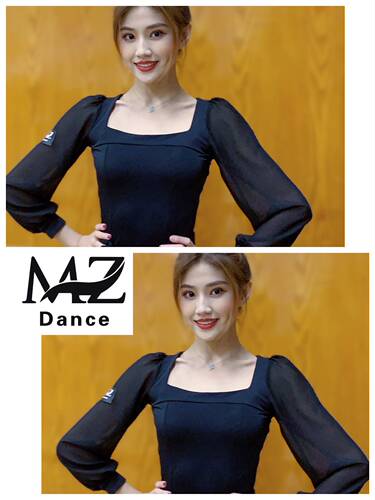 MZDance新款S-16成人女士摩登舞拉丁舞百搭泡泡袖连体上衣