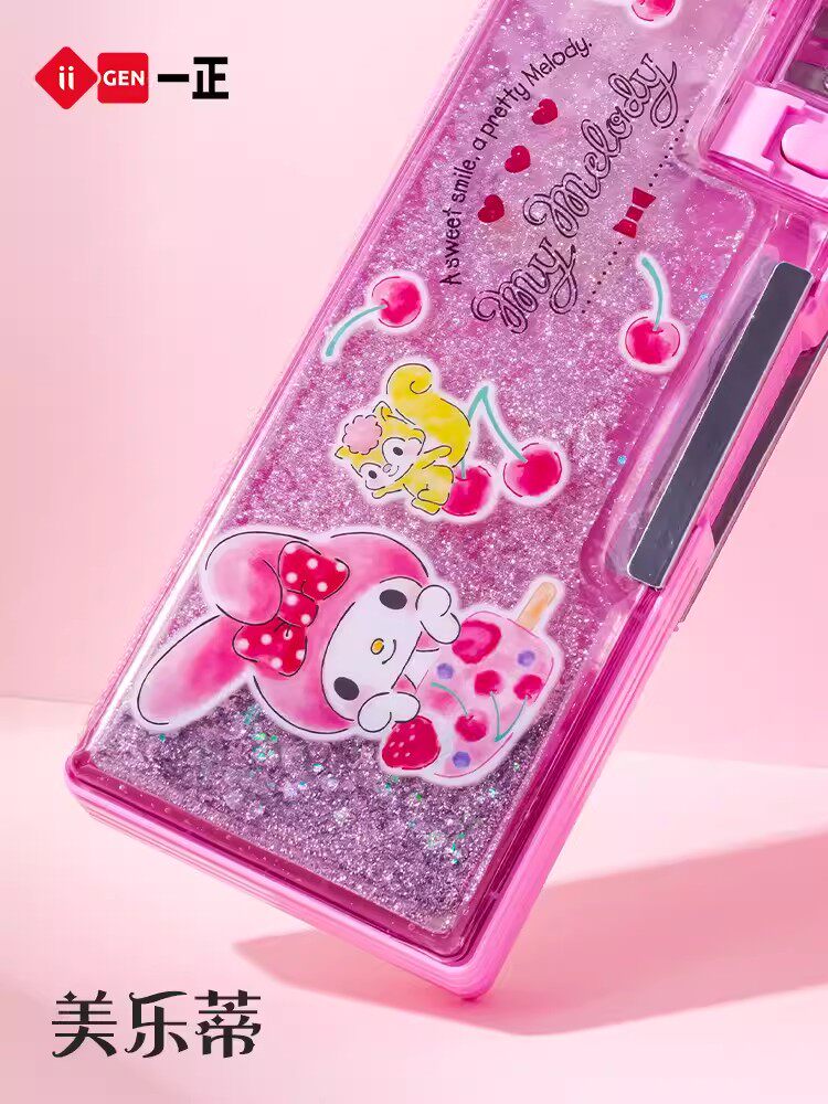 SANRIO QUICKSAND 초등학생을위한 편지지 상자 유치원 KUROMI 멜로디 계피 개 여성용 다기능 연필 상자