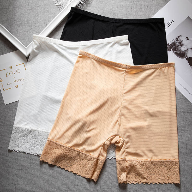 小天儿733美腿蕾丝边冰丝安全裤高腰女士透气孔防走光打底短裤